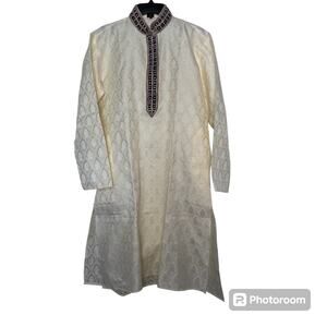 Men's 38, L White/Cream Sherwani / Kurta Top